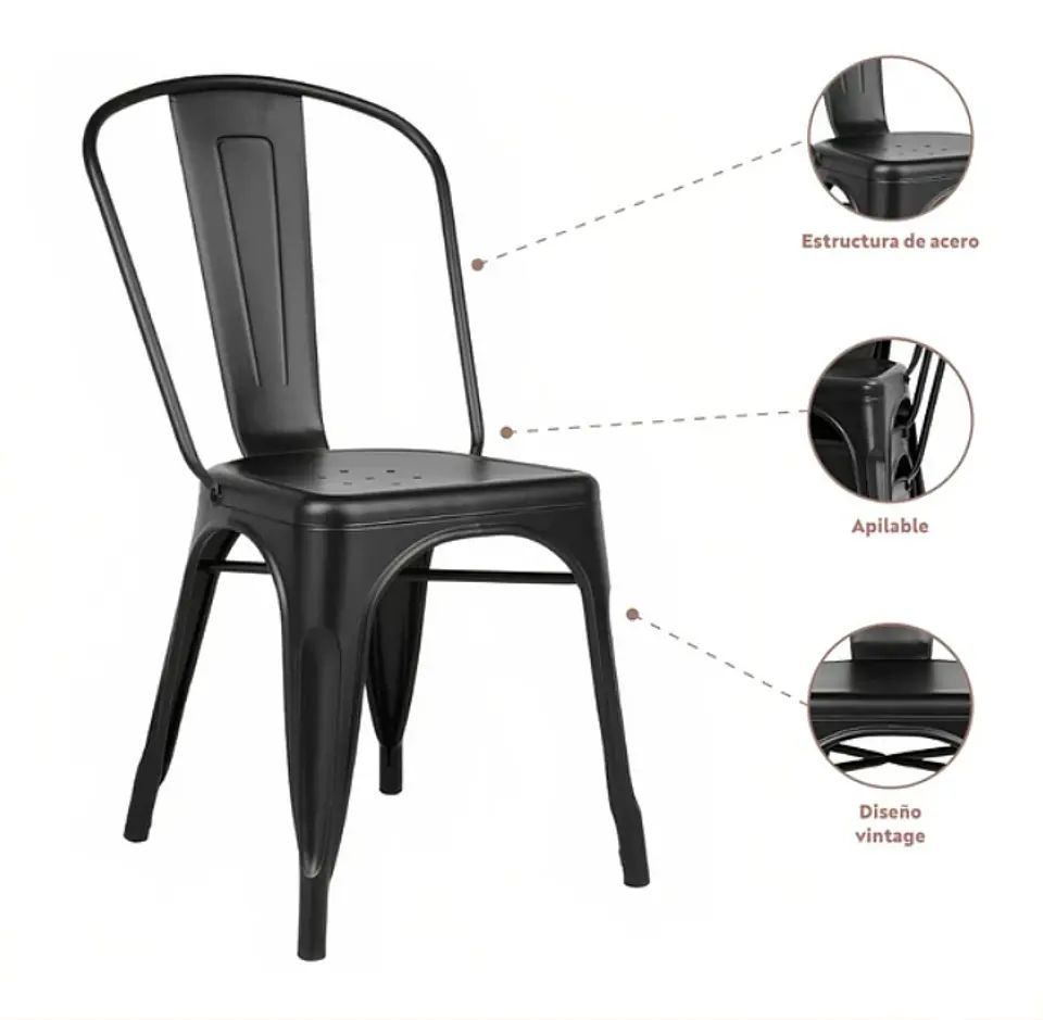 Silla Tolix - Negro y Blanco 2