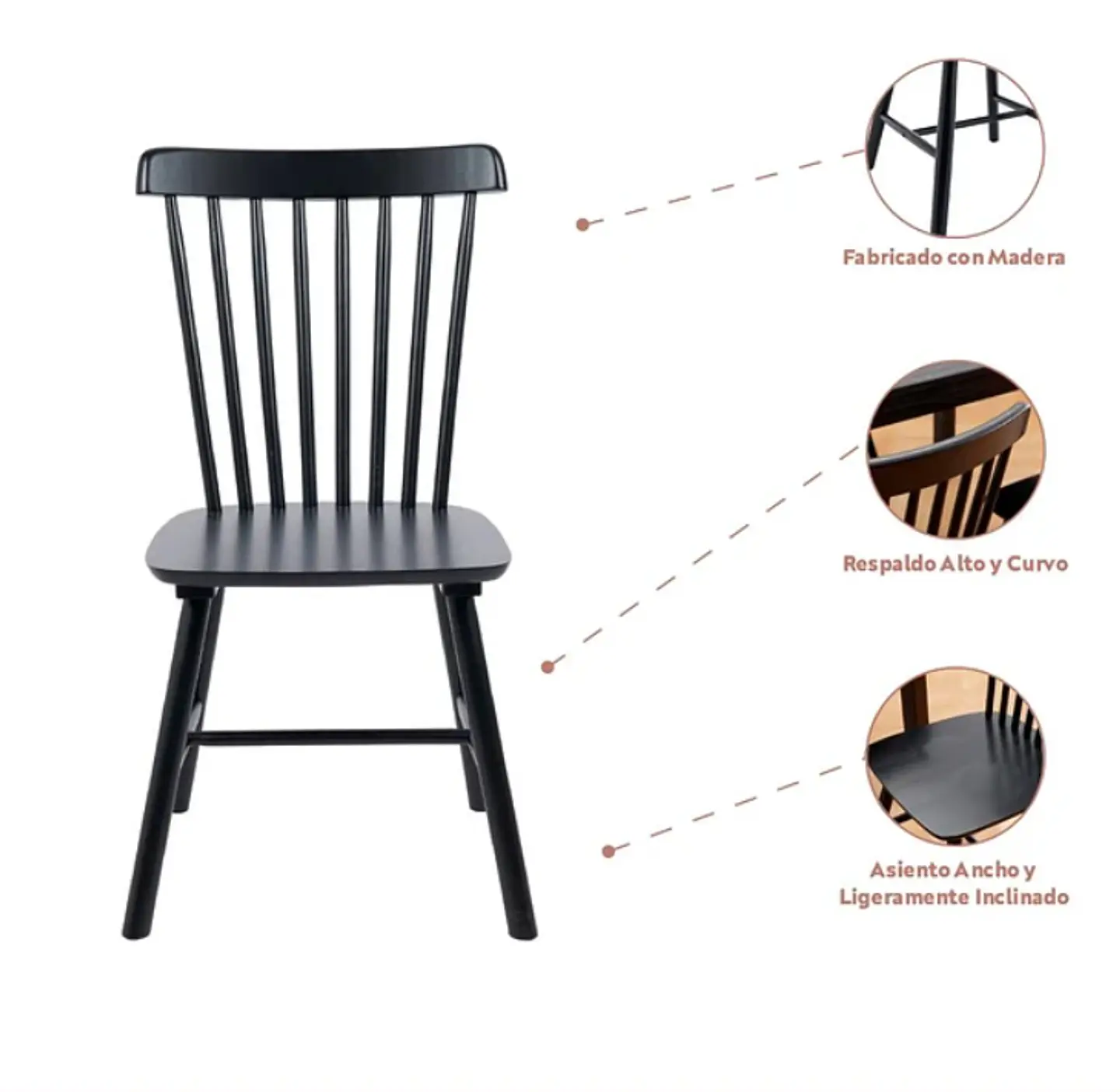Silla Windsor Madera - Negra 5