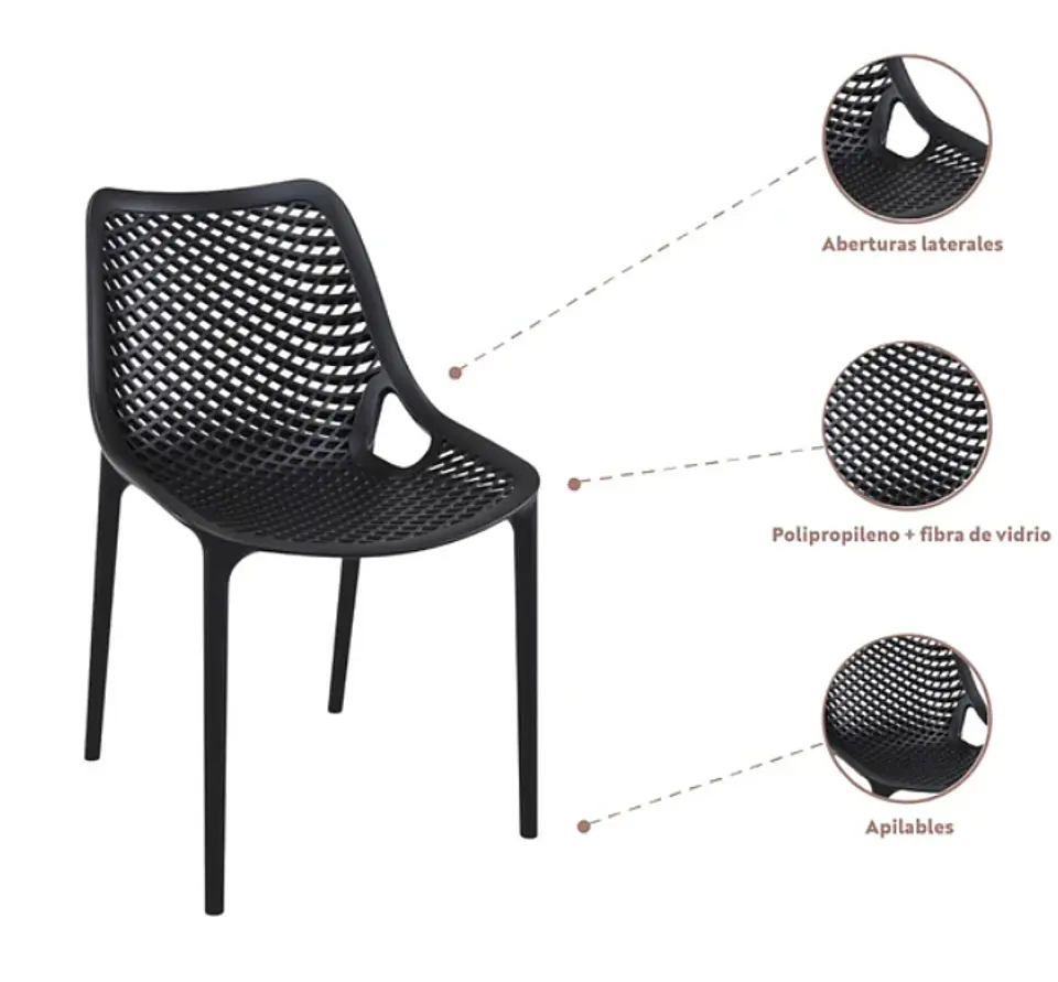 Silla de Terraza Berlín - Negra 5