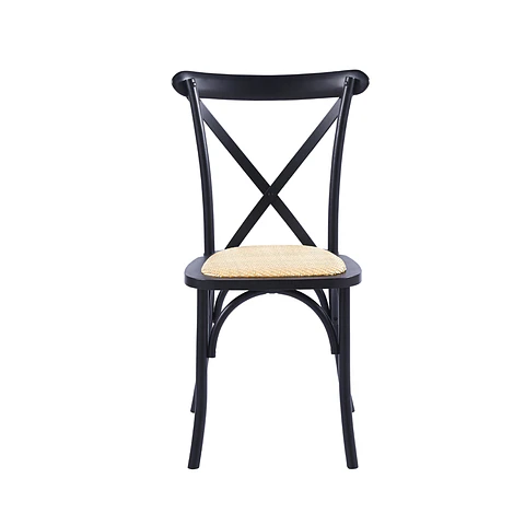 Silla Crossback Madera y Rattan - Negra