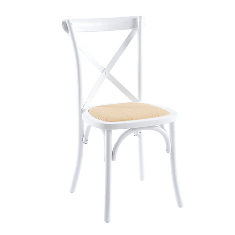 Silla Crossback Madera y Rattan - Blanca