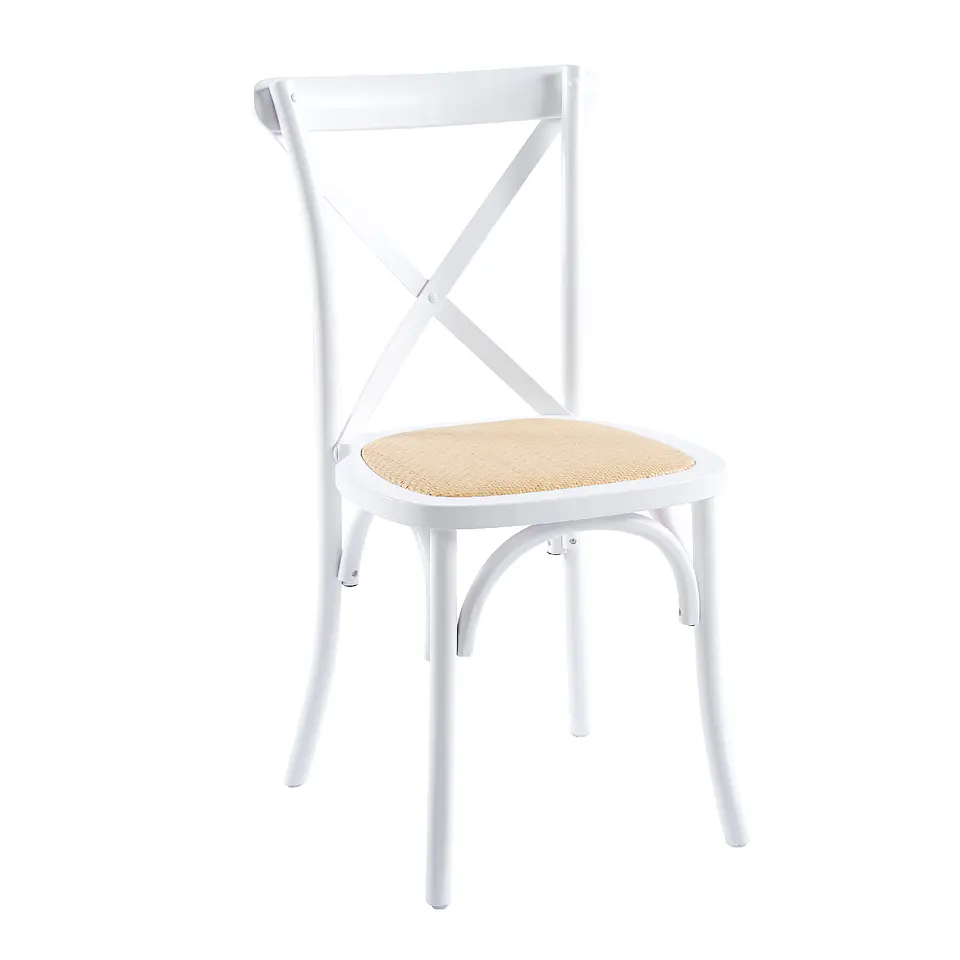 Silla Crossback Madera y Rattan - Blanca 1