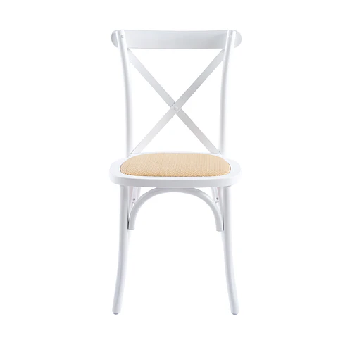 Silla Crossback Madera y Rattan - Blanca