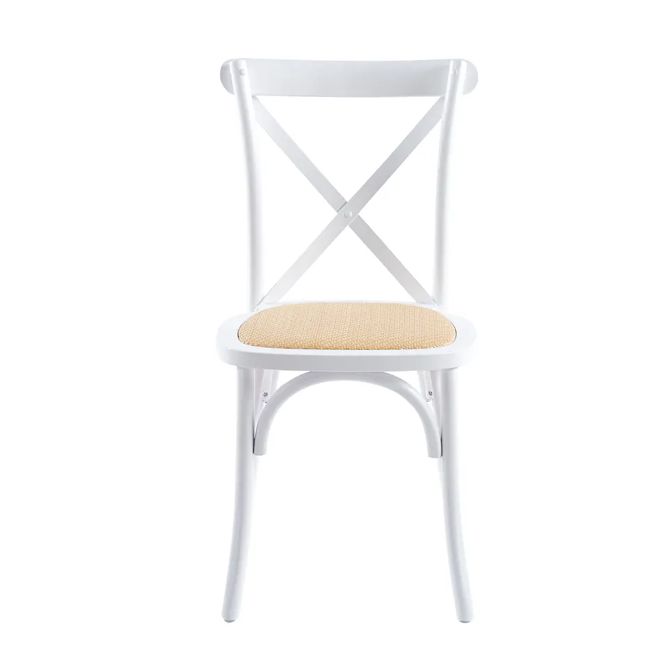Silla Crossback Madera y Rattan - Blanca 2