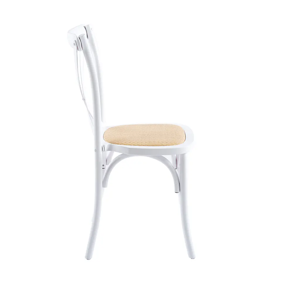 Silla Crossback Madera y Rattan - Blanca 3