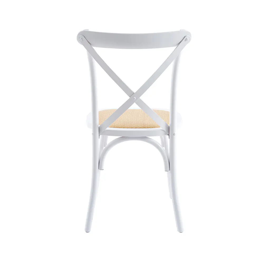 Silla Crossback Madera y Rattan - Blanca 4
