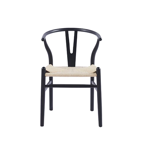 Silla Wishbone Madera e Hilo de cuerda - Negra