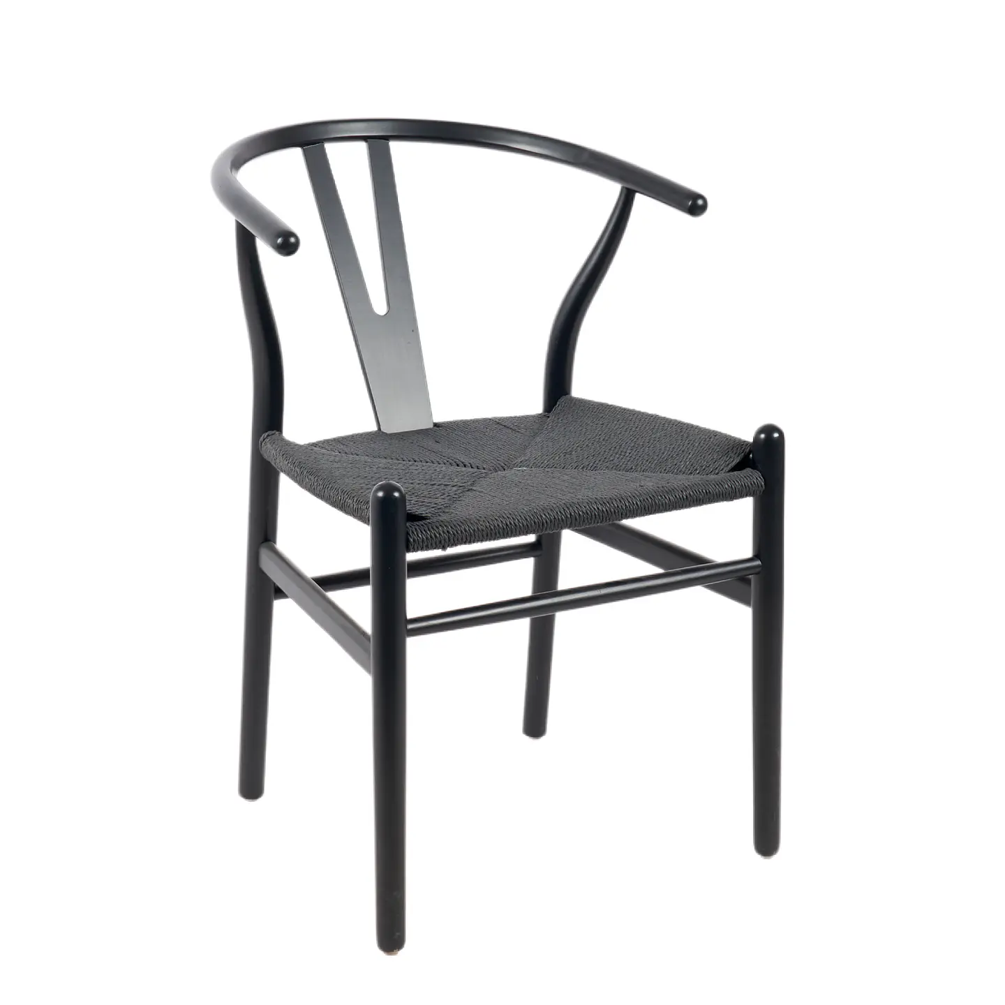 Silla Wishbone Rattan - Negra con hilo negro 1