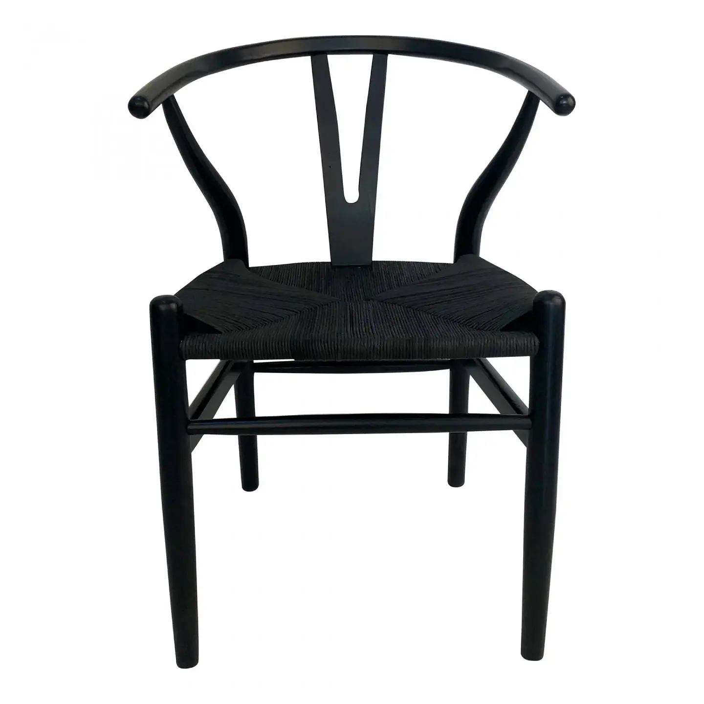 Silla Wishbone Rattan - Negra con hilo negro 3