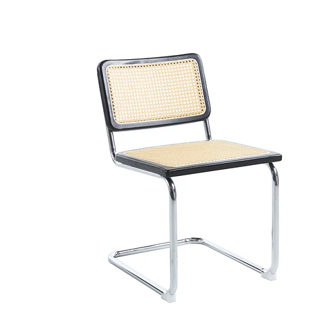 Silla Breuer Madera y Rattan - Negra