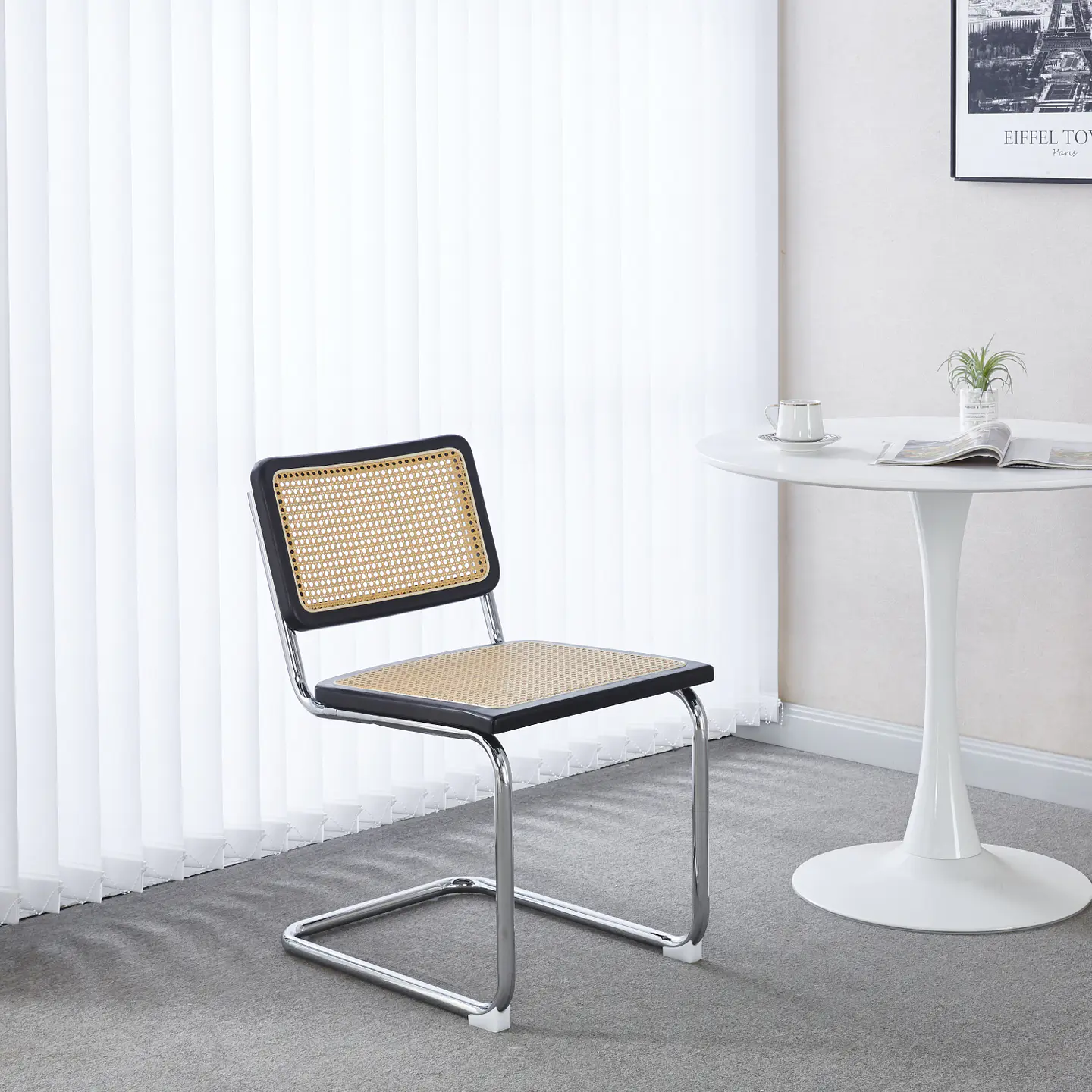 Silla Breuer Madera y Rattan - Negra 7