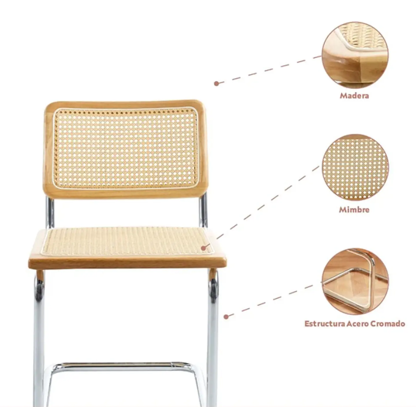 Silla Breuer Madera y Rattan - Natural 6