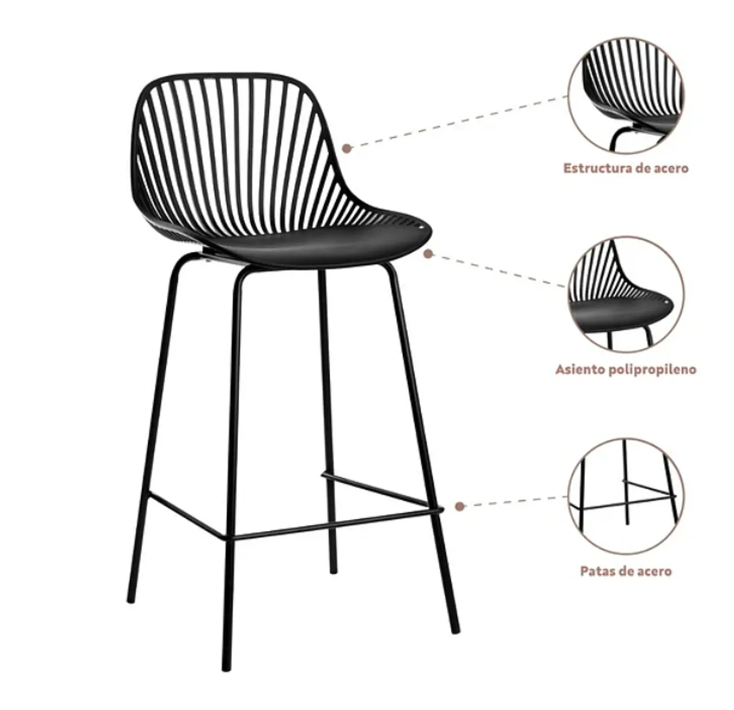 Taburete Tropea 77 cm - Negro 5