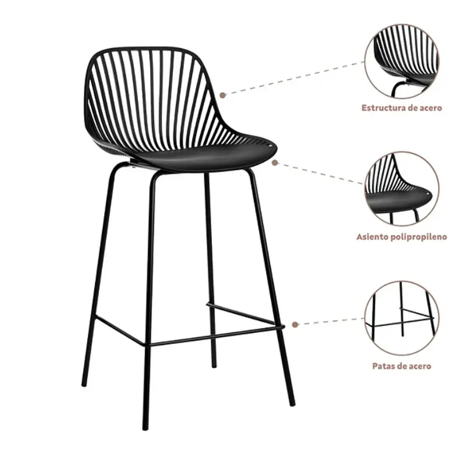 Taburete Tropea 77 cm - Negro 5