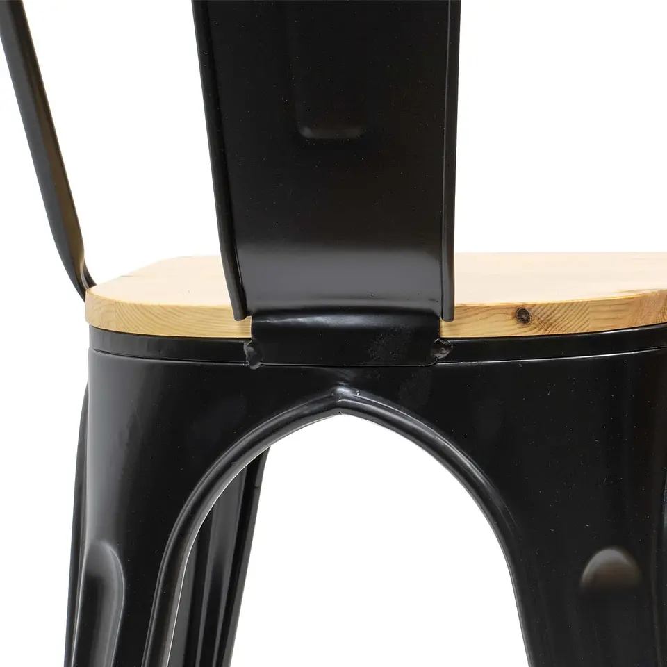 Silla Tolix Asiento de Madera Clara - Negra 3