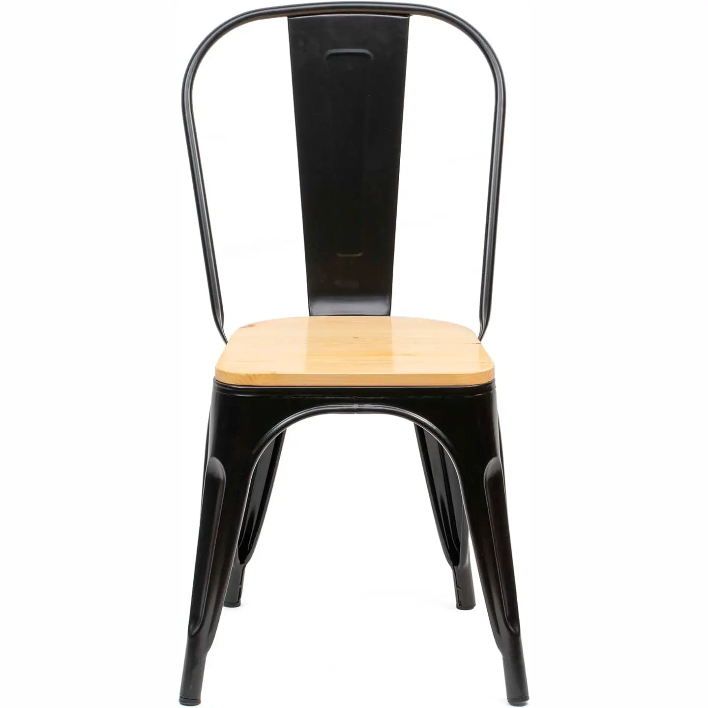 Silla Tolix Asiento de Madera Clara - Negra 4
