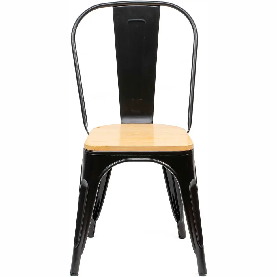 Silla Tolix Asiento de Madera Clara - Negra 4