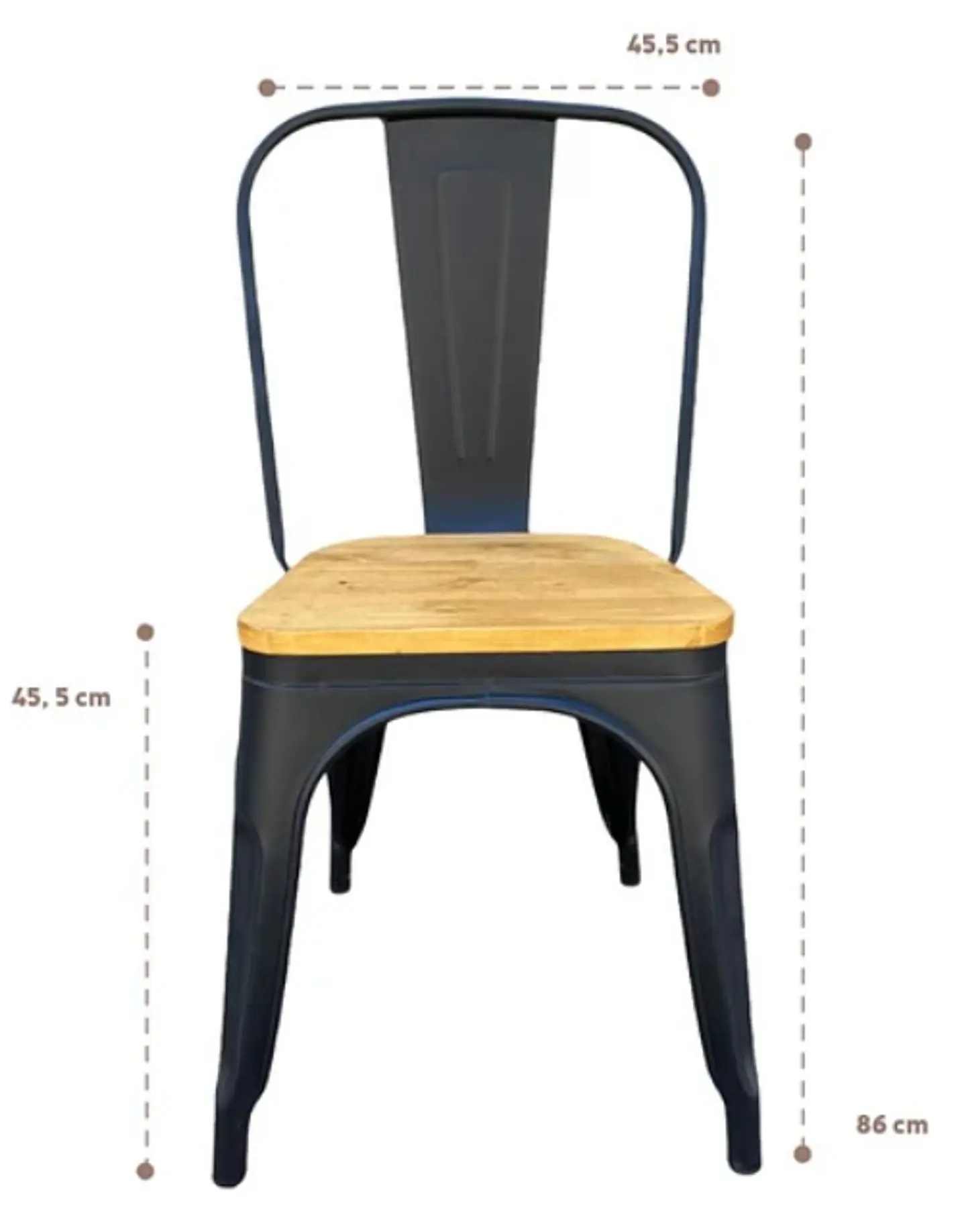 Silla Tolix Asiento de Madera Clara - Negra 7