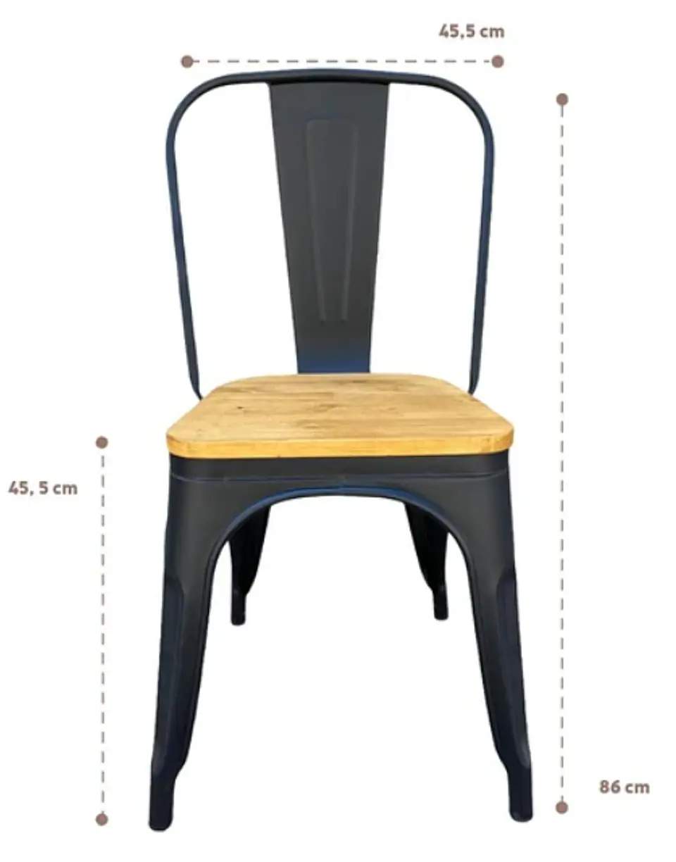 Silla Tolix Asiento de Madera Clara - Negra 7