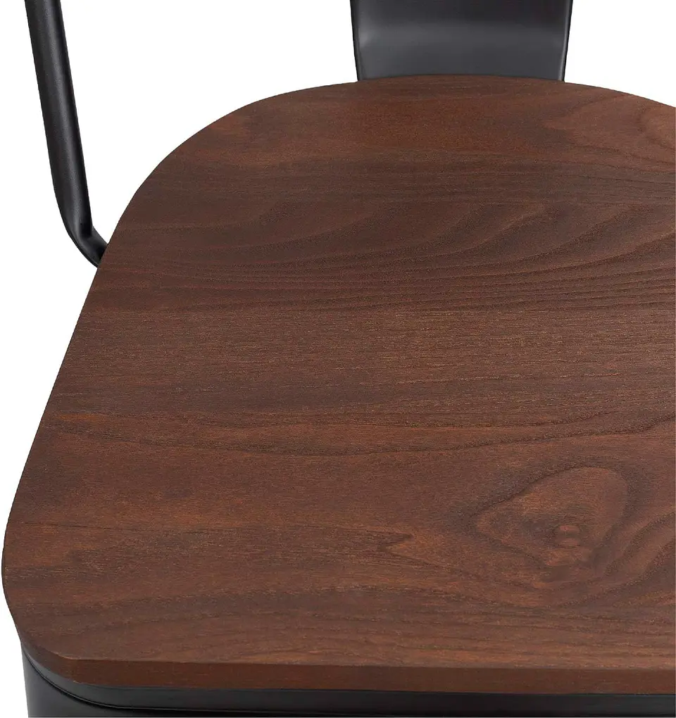 Silla Tolix Asiento de Madera Oscura - Negra 2