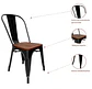 Silla Tolix Asiento de Madera Oscura - Negra - Miniatura 5