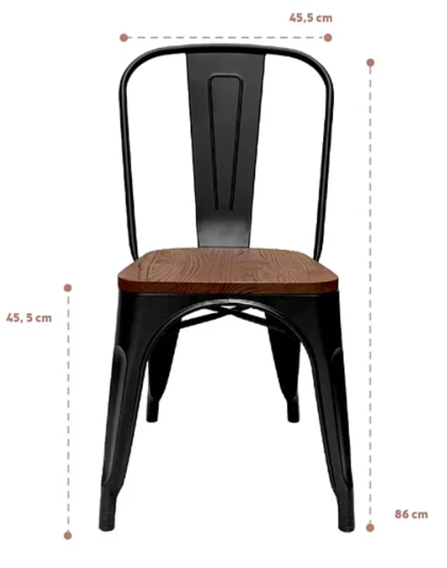 Silla Tolix Asiento de Madera Oscura - Negra 6
