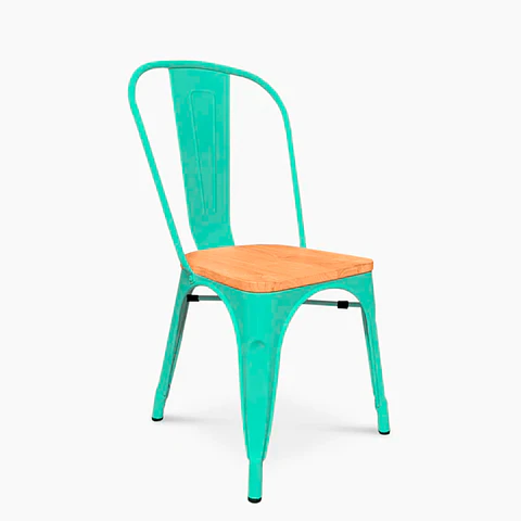 Silla Tolix Asiento de Madera Clara - Menta