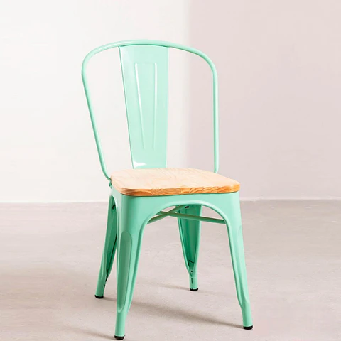Silla Tolix Asiento de Madera Clara - Menta