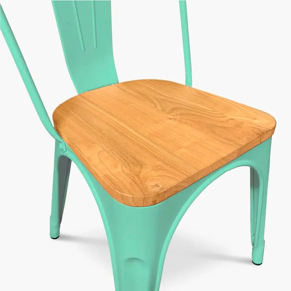 Silla Tolix Asiento de Madera Clara - Menta 3