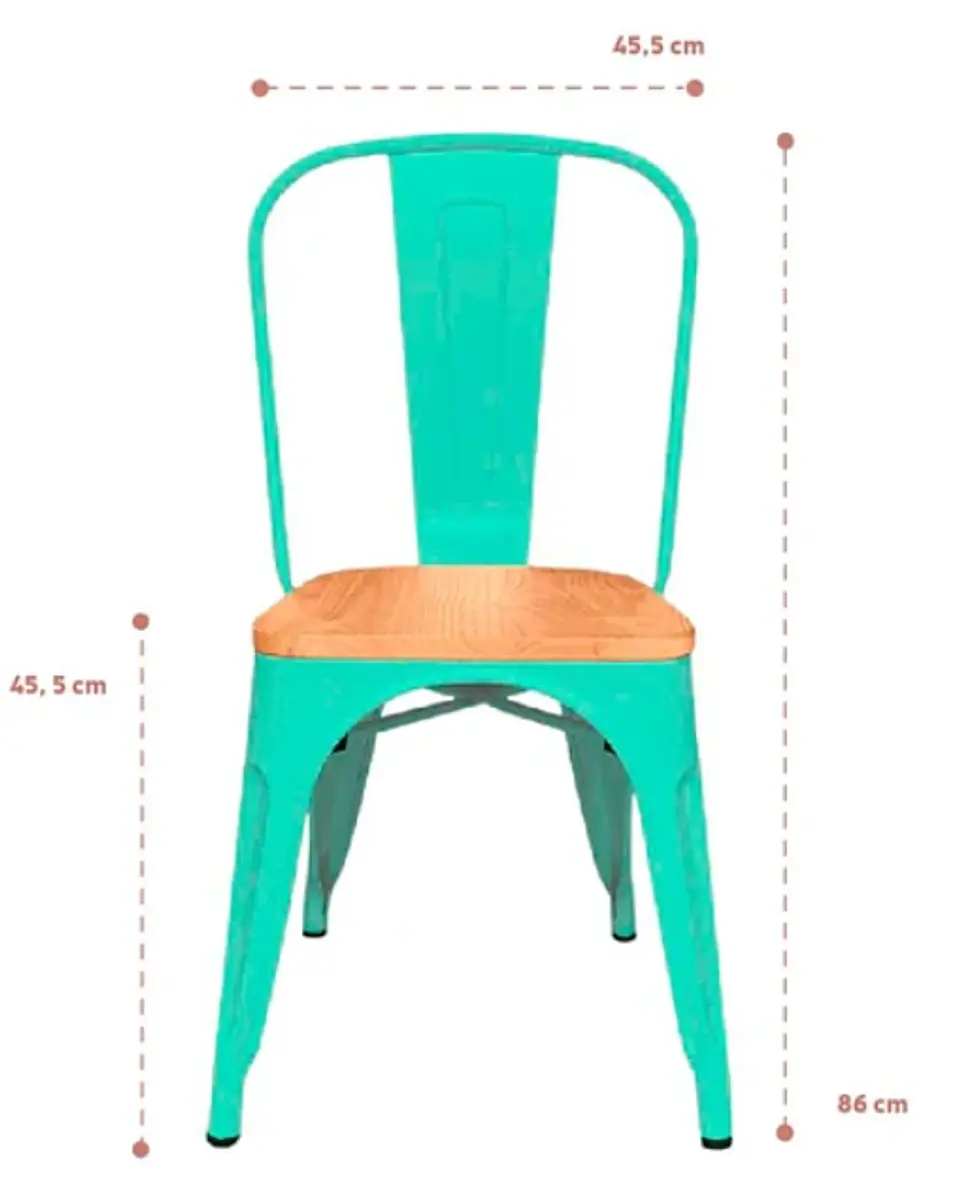 Silla Tolix Asiento de Madera Clara - Menta 6
