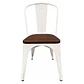 Silla Tolix Asiento de madera Oscura - Blanca - Miniatura 2