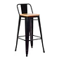 Taburete Tolix Asiento Madera Clara Alto 77 cm - Negro - Miniatura 1