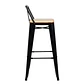 Taburete Tolix Asiento Madera Clara Alto 77 cm - Negro - Miniatura 2