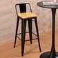 Taburete Tolix Asiento Madera Clara Alto 77 cm - Negro - Miniatura 3