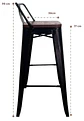 Taburete Tolix Asiento Madera Oscura Alto 77 cm - Negro - Miniatura 4