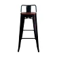 Taburete Tolix Asiento Madera Oscura Alto 77 cm - Negro - Miniatura 2
