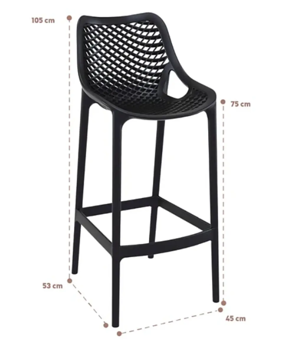 Taburete de Bar o Terraza Berlín - Negro y Blanco  9