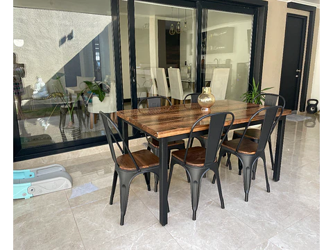 Comedor Larraín 6 Personas Tolix Madera - Negro