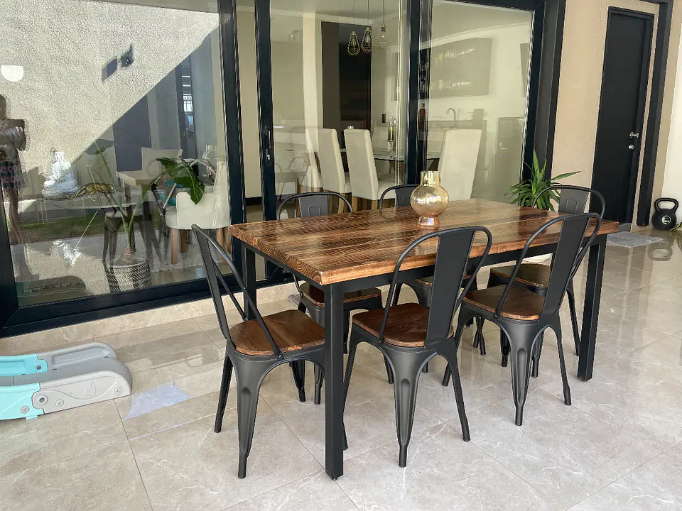 Comedor Larraín 6 Personas Tolix Madera - Negro 2