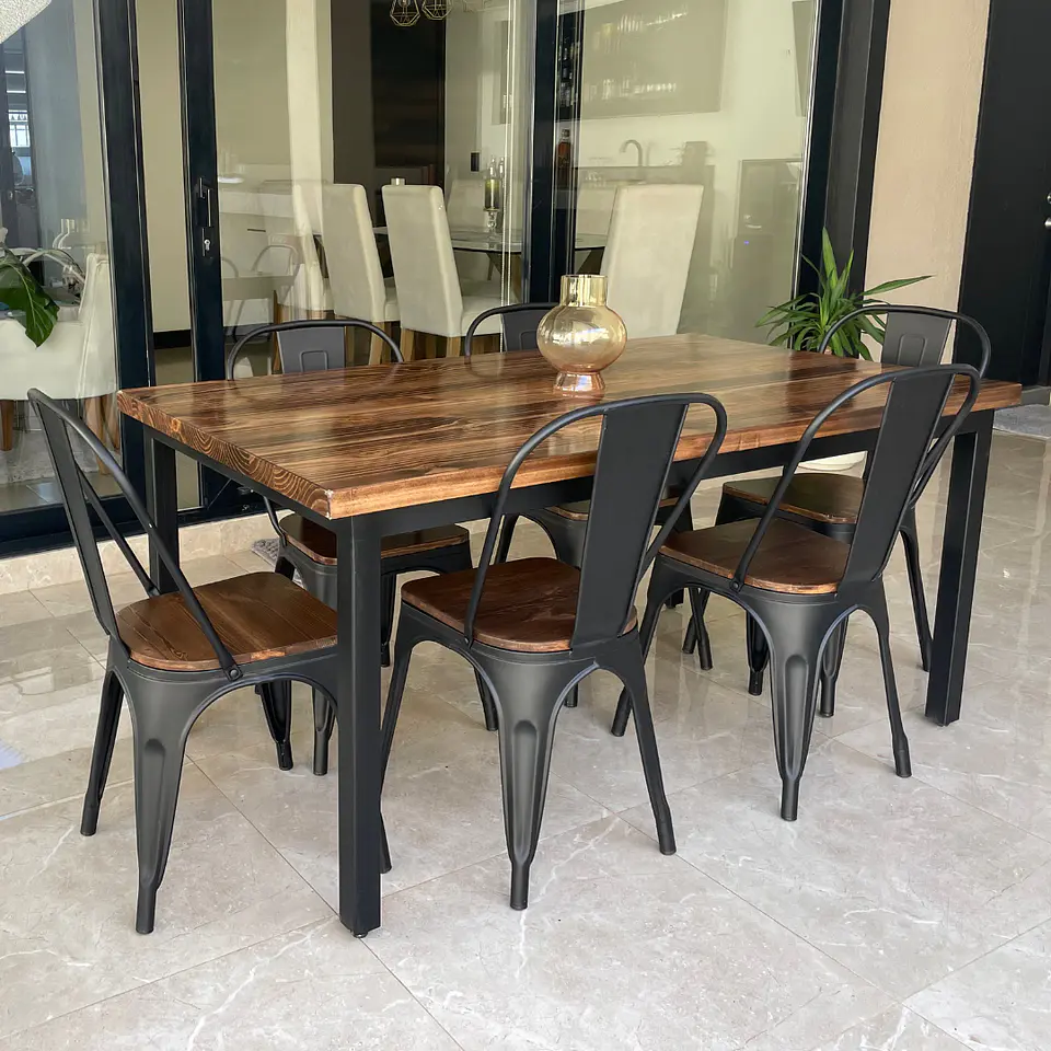Comedor Larraín 6 Personas Tolix Madera - Negro 1