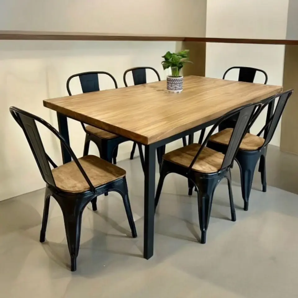 Comedor Larraín 6 Personas Tolix Madera - Negro 6