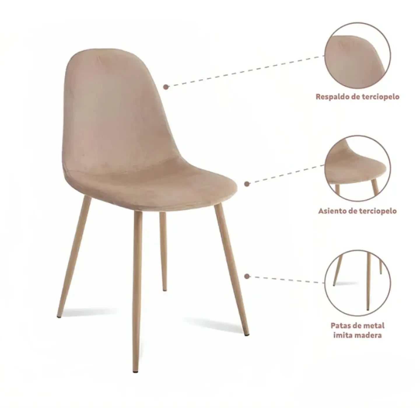 Silla Spoon Velvet Terciopelo - Beige Oscuro 3
