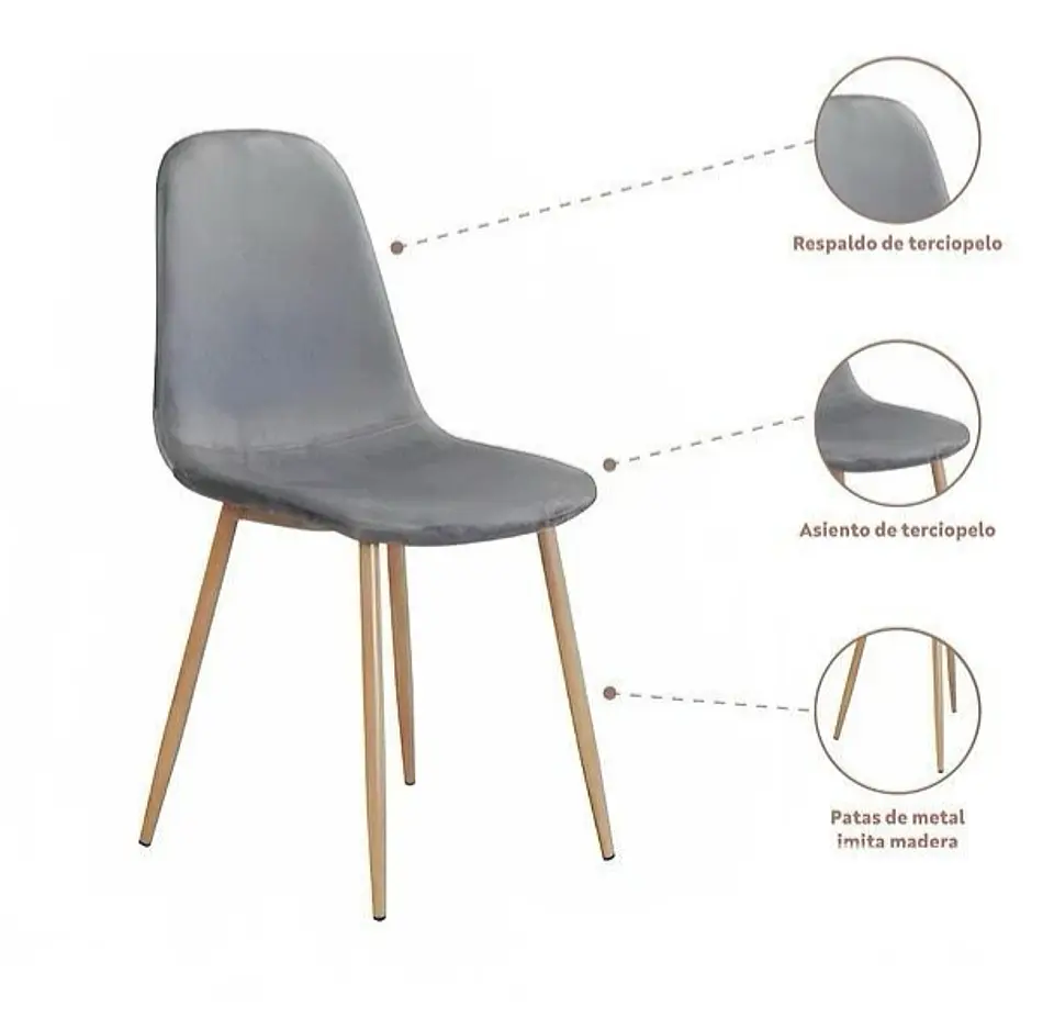 Silla Spoon Velvet Terciopelo - Gris 2