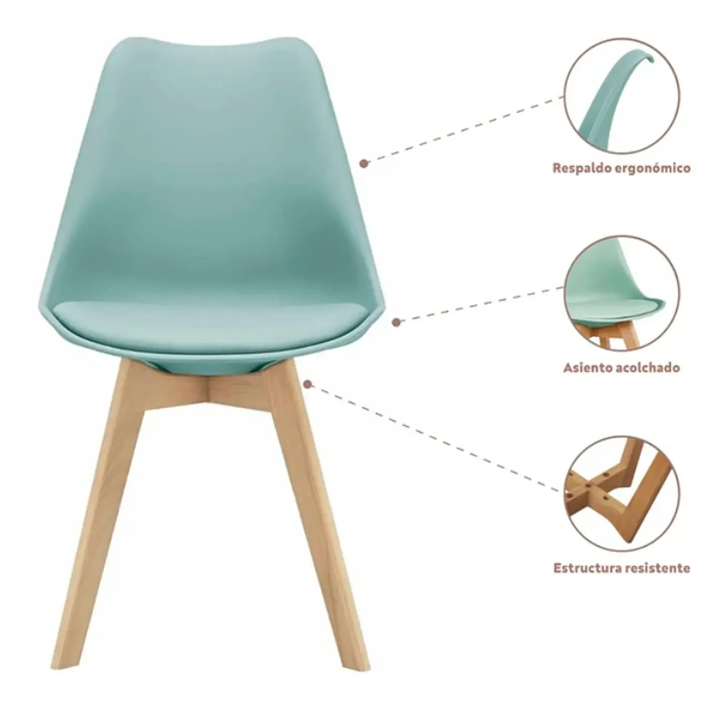 Silla Tulip Acolchada - Menta 2