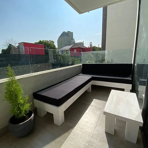 Terraza Balcón en L - Madera Blanca