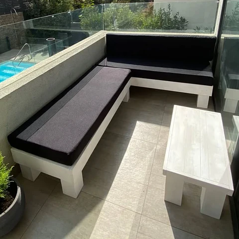 Terraza Balcón en L - Madera Blanca