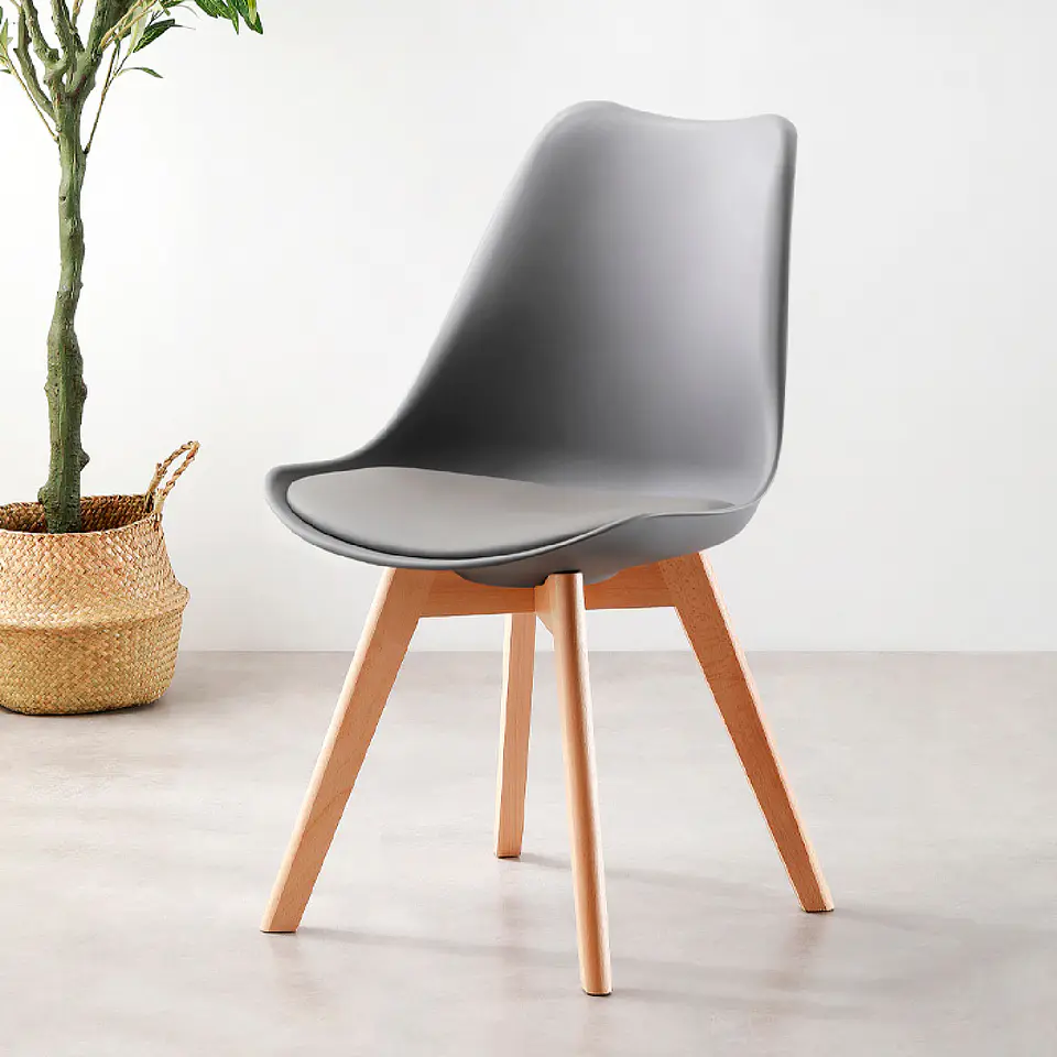 Silla Tulip Acolchada - Gris 2