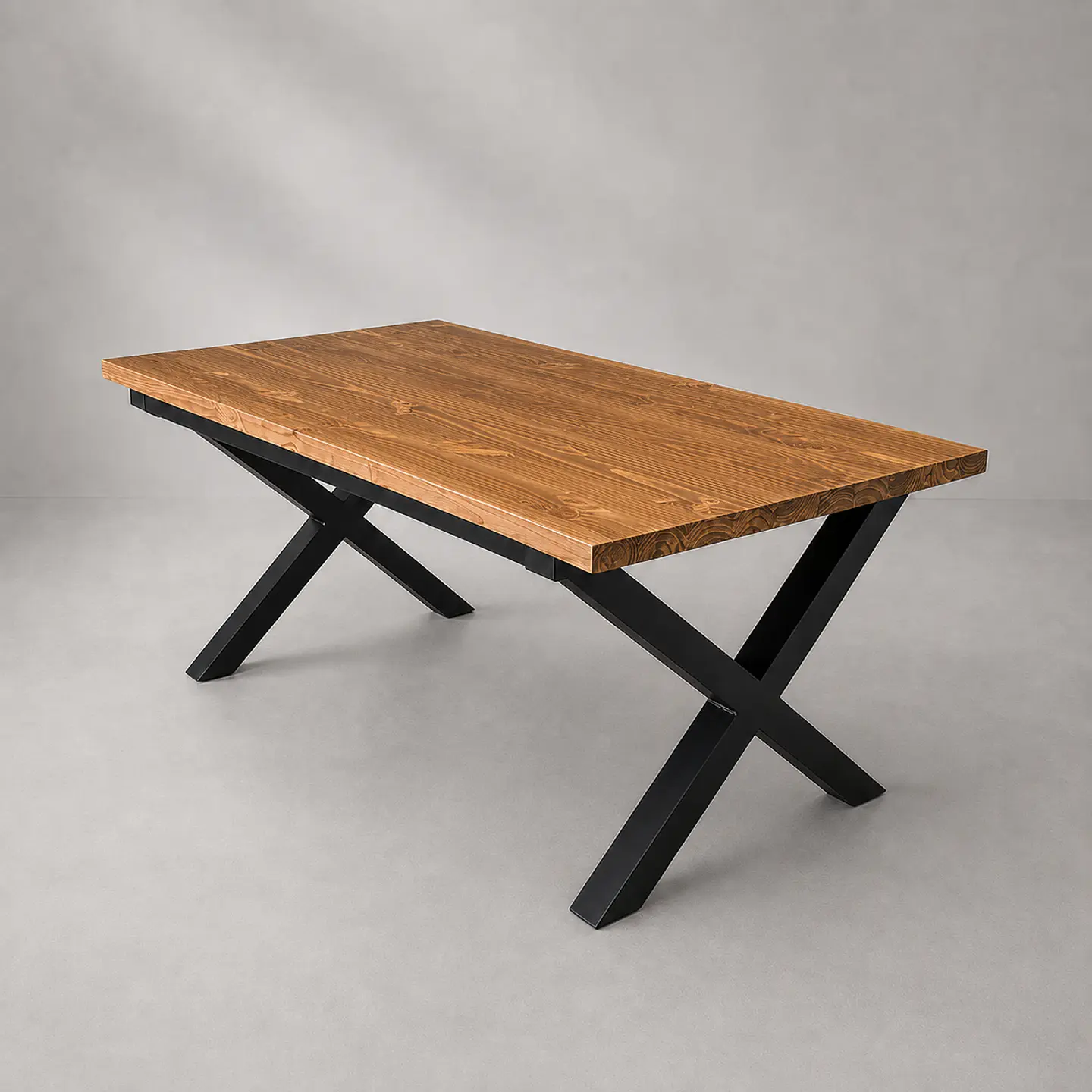 Mesa de Comedor Rectangular Pata en X de Madera y Metal 2