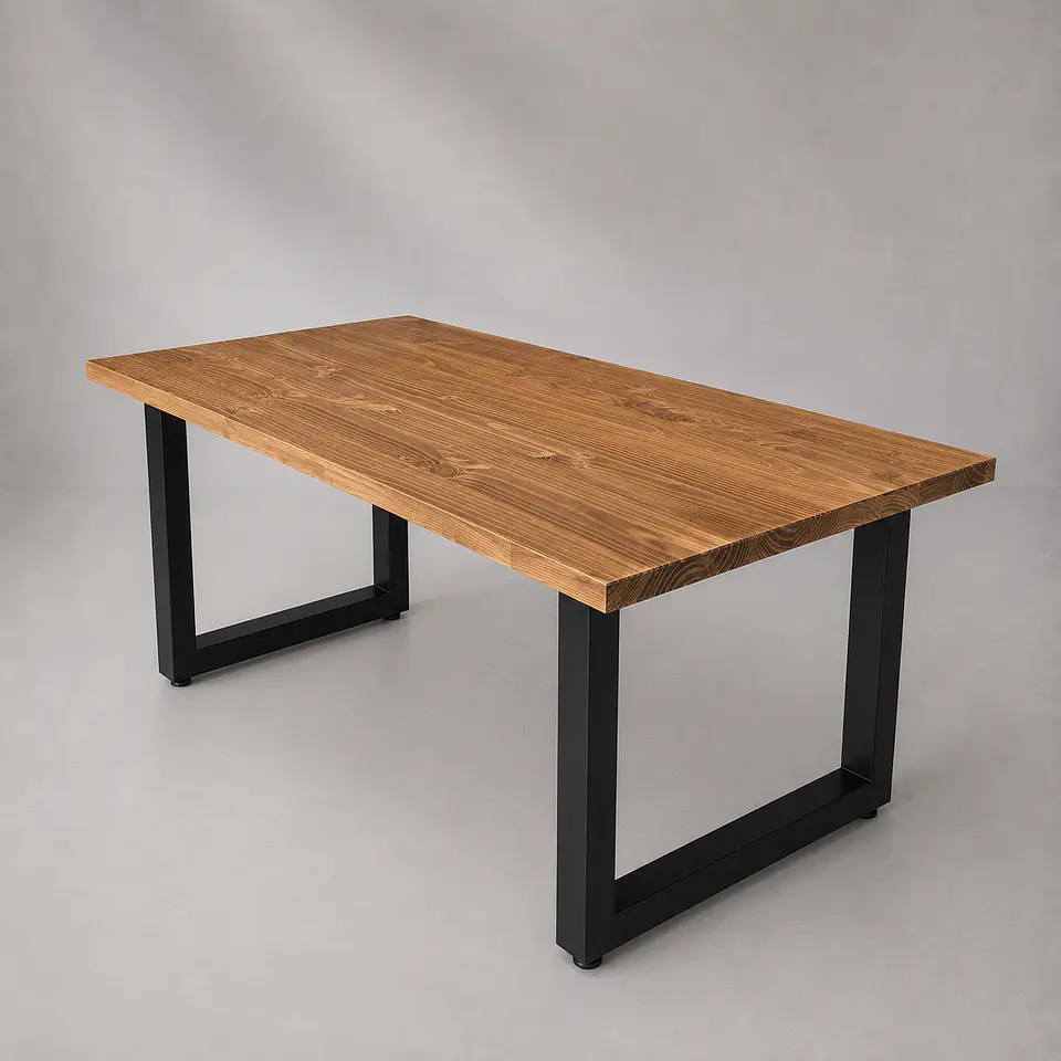 Mesa de Comedor Rectangular Paine de Madera y Metal 1