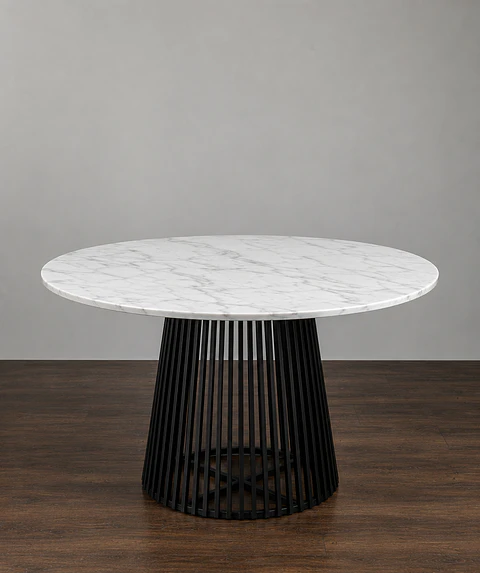 Mesa de Comedor Redonda Osorno de Mármol y Metal